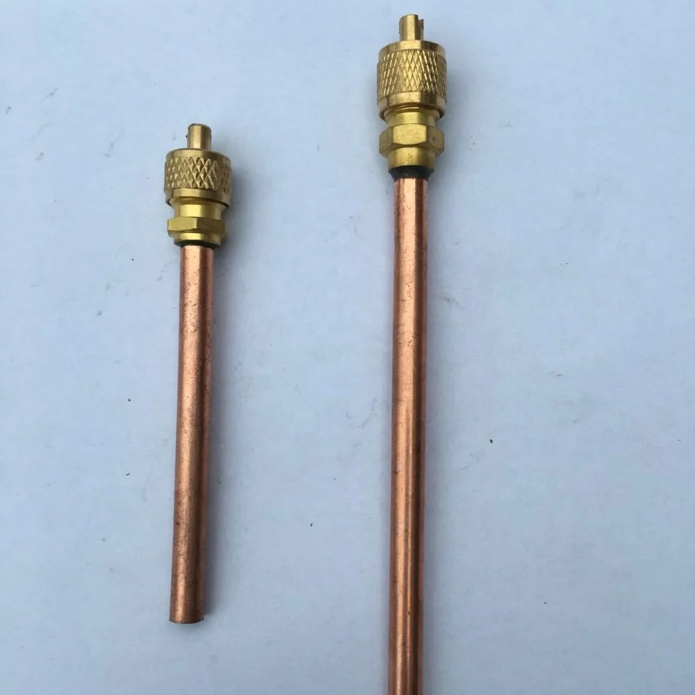 Red copper refrigeration access valve/charging nipple