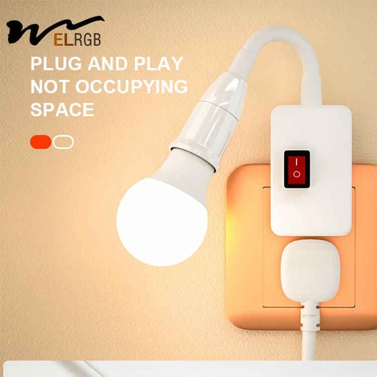 LED night light bedside wall lamp socket type plug-in with switch bedroom super bright lighting room lamp