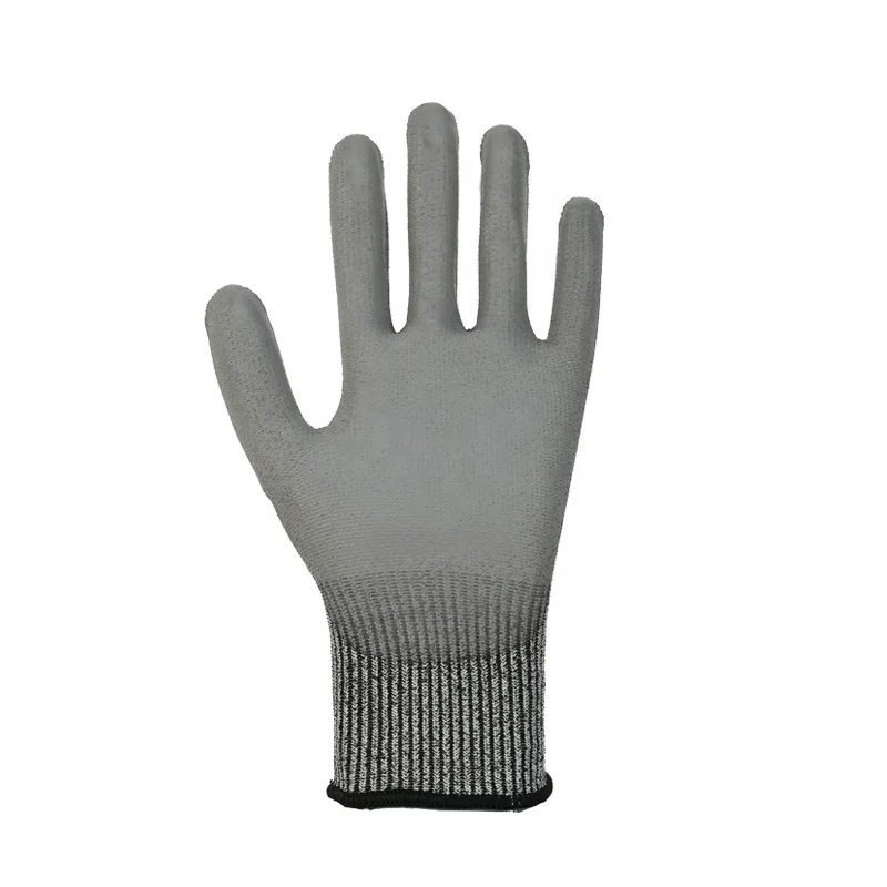 factory price customized logo CE cut resistant level 5 13G hppe liner PU dipped industrial work hand protect glove