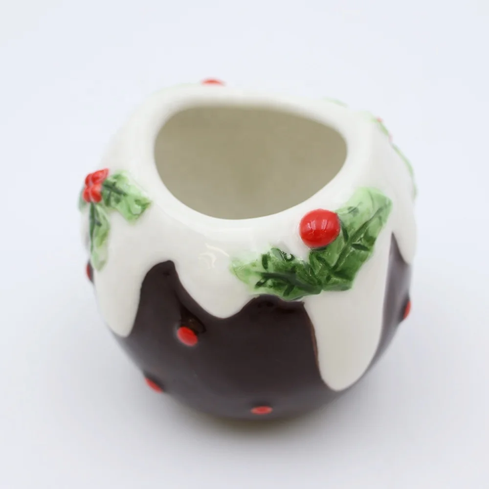 Wholesale customize porcelain unique mini tumbler tequila shot glasses ceramic Christmas ball cute chocolate snowball shot glass