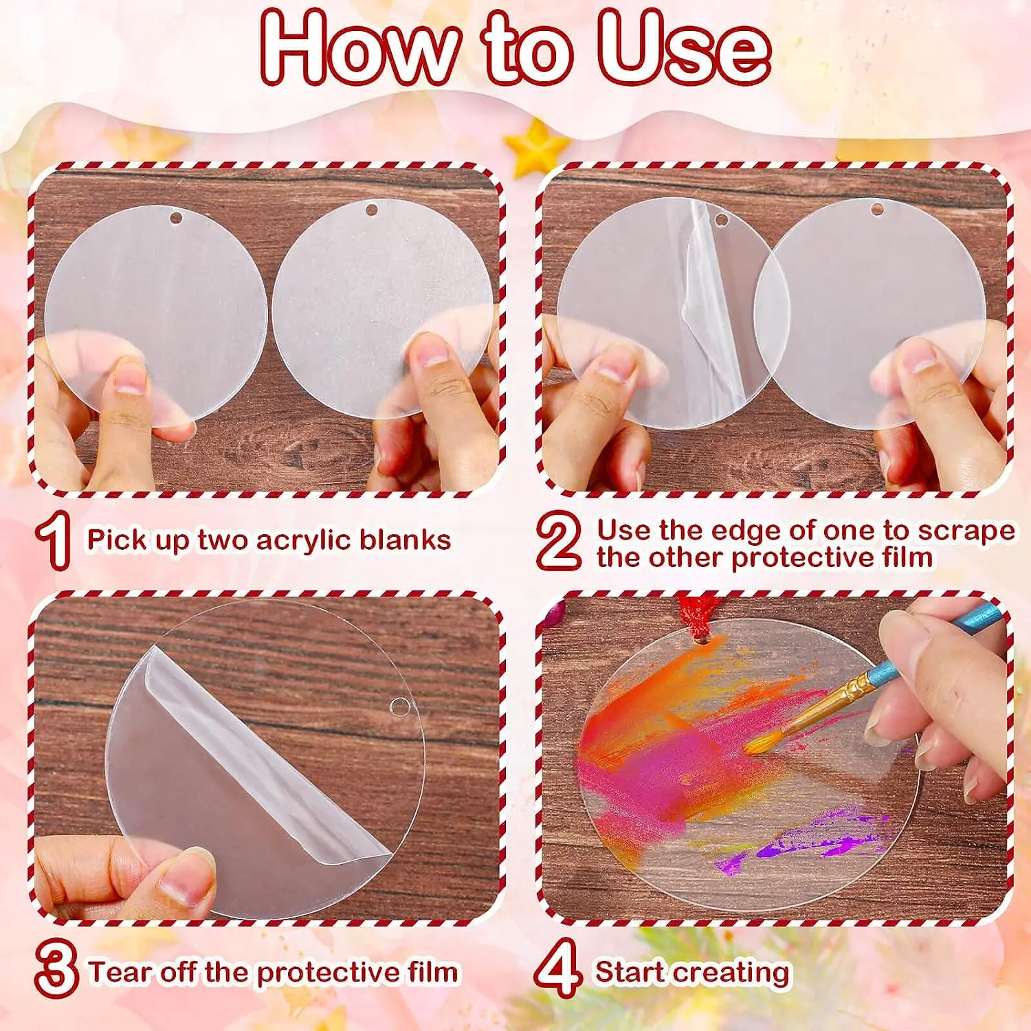 Wholesale Blank Christmas Gift Display White Christmas Acrylic Round Ornaments