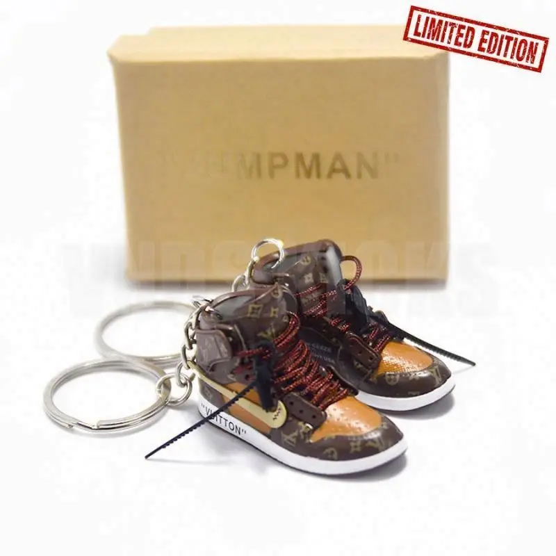 Cheap Soft Pvc Llaveros cute 3D 1/6 rubber sneaker keychain jordan shoe key chain accessories in pair