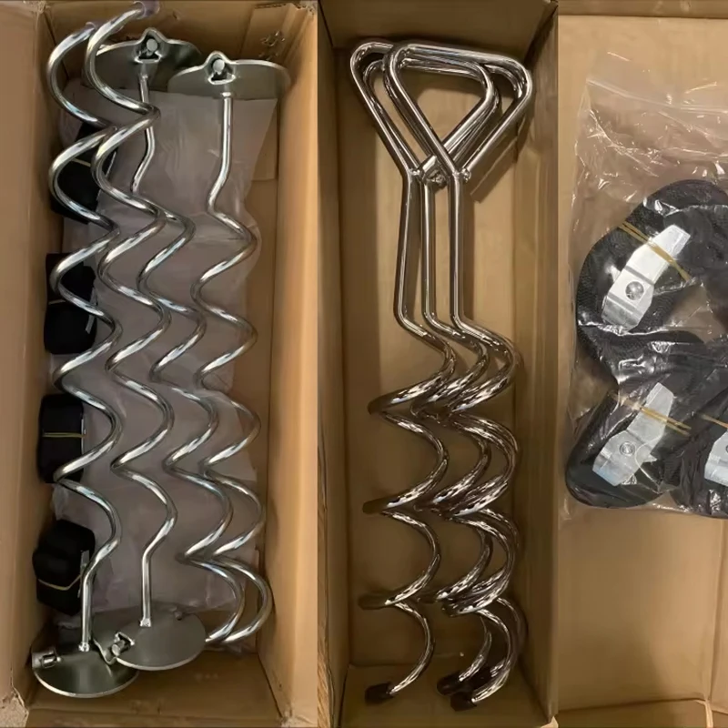 4-Piece Spiral Auger Swing Set Anchors Tent Trampoline Anchor Stake Pack Easy Installation Spiral Stakes