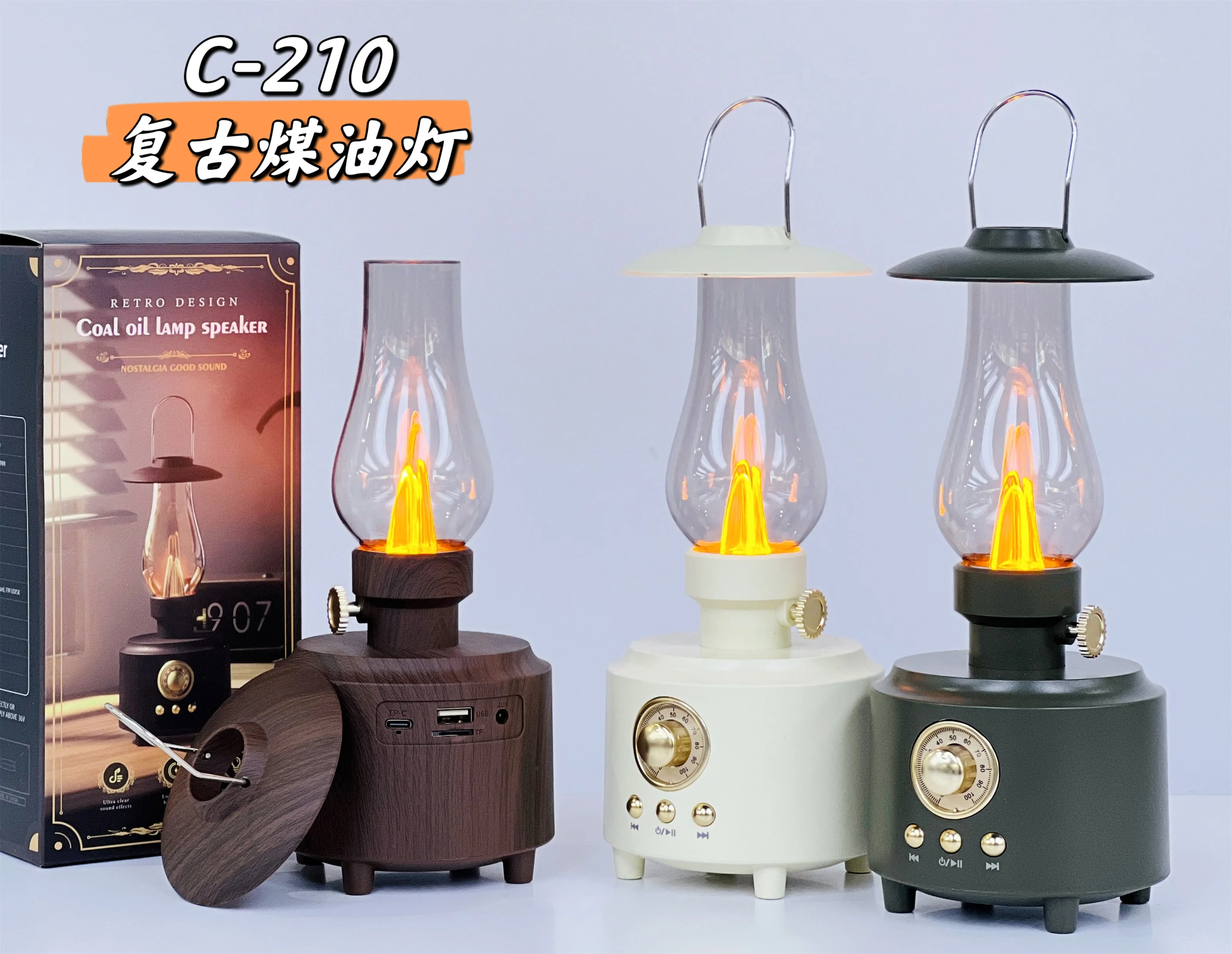 Portable Camping Lamp Bluetooth Speaker 5W Power 1200mAh Battery Classic Design with LED Lighting Portable Bluetooth Speaker