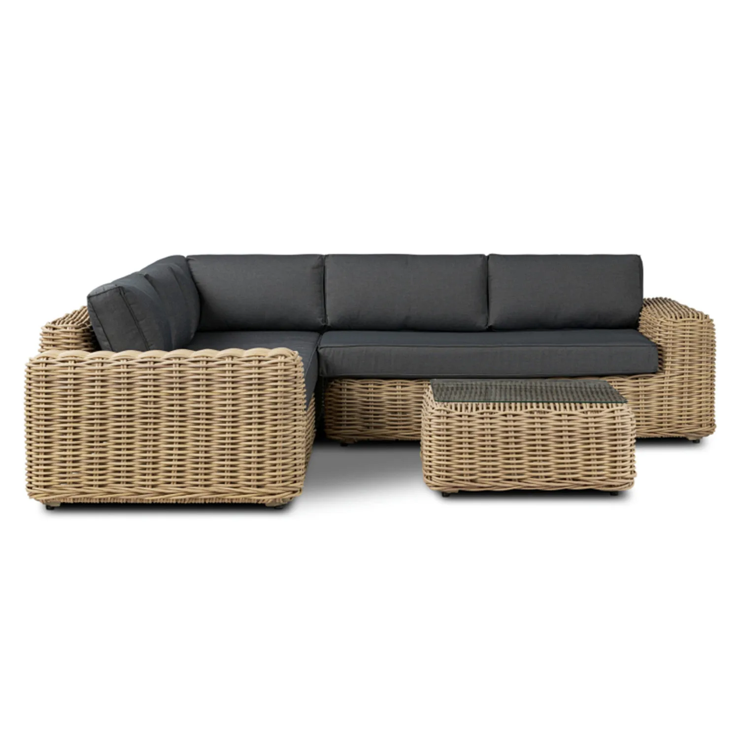 Luxury Modern Waterproof Aluminium Frame L-Shape Sofa Patio Rattan Furniture Outdoor Wicker Sectional Sets Garden Lounge Sofa