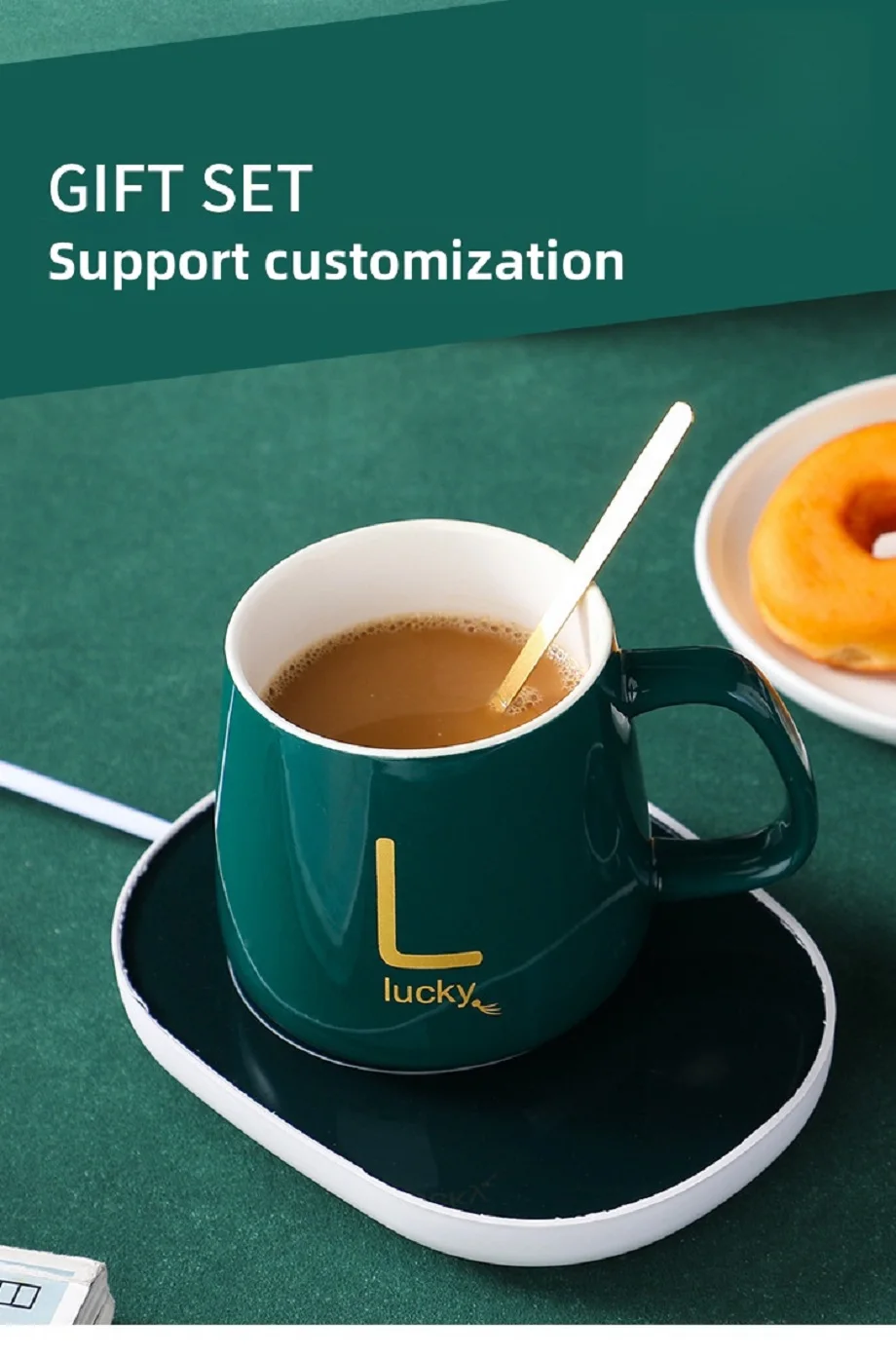 Smart Charging Insulated Cup 55 Degree Constant Temperature Coffee Heater Thermal Insulation Ceramic Cup Gift Set