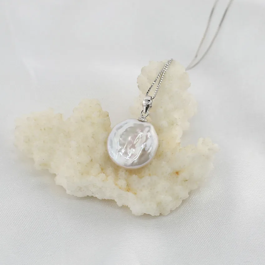 16mm coin shape large size fresh water natural freshwater real pearl necklace and earring set