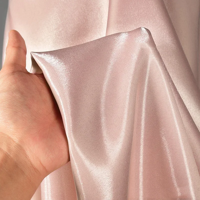 Wedding Dress Pure Color Polyester Satin Fabric Shiny Polyester Satin Fabric With Silk