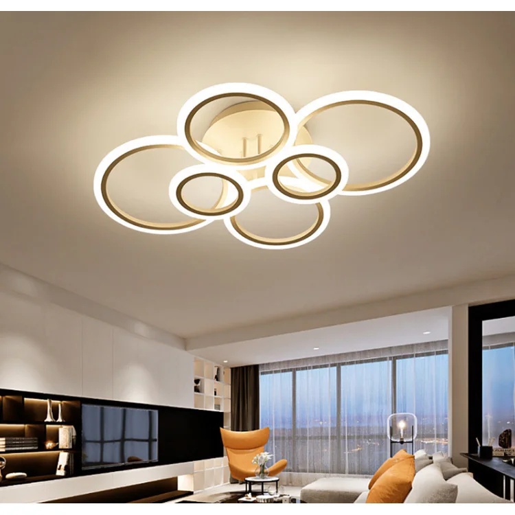 Nice shape 60w 6 rings hotel chandelier modern ceiling light modern hanging Lighting fixture