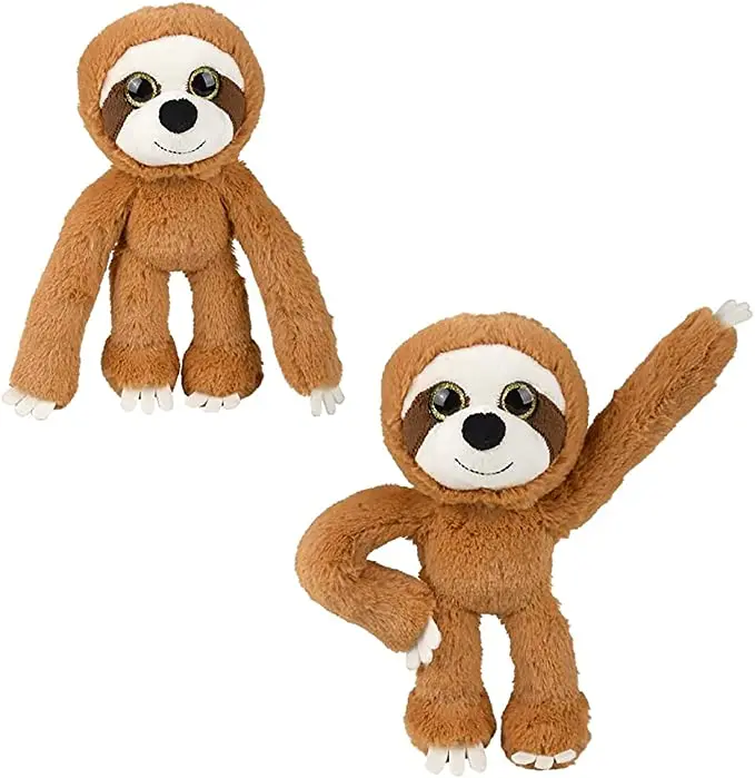 Custom bendable leopard giraffe frog sloth monkey stuffed plush animals cute plush toys with yogo cartilage