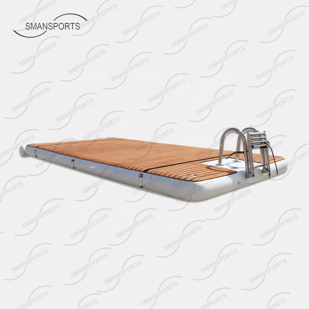 drop stitch fabric inflatable jetski dock station teak leisure swim platform water floating party island