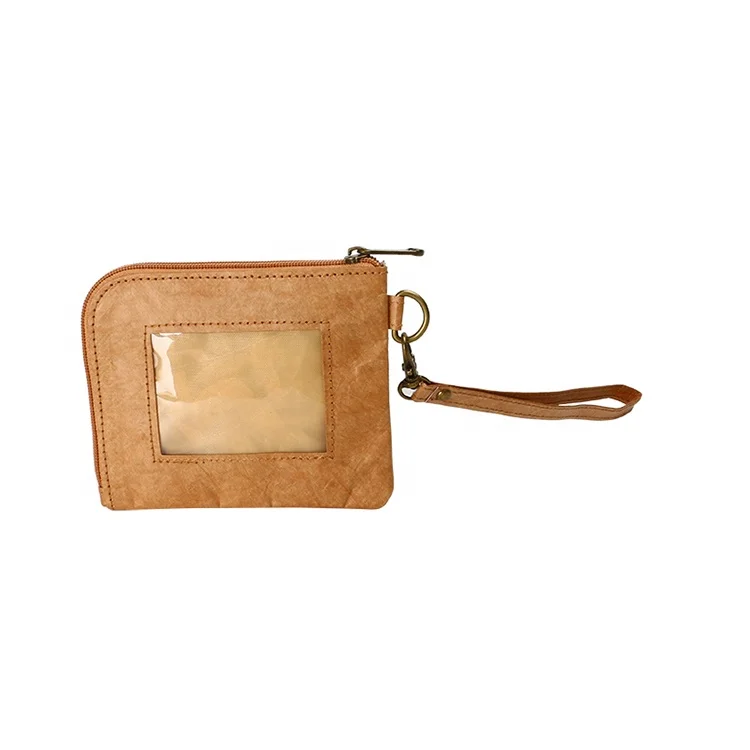 Manufacturer customized   brown color   purse Tyvek  paper  waterproof purse durable bank card bag    lightweight wallet