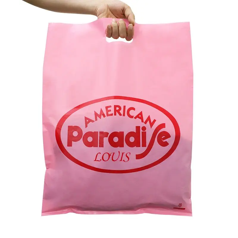 wholesale  Custom Logo Printing Supermarket Merchandise Reusable Carry die cut plastic bag