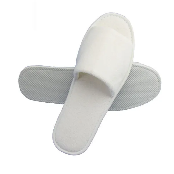 Customized Logo Environmentally Friendly Slippers Open Toe Terry Cloth Disposable Spa Hotel Slipper