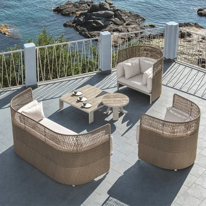 New Arrival Aluminum Modern Rattan Sofa Set Garden Wicker Leisure Outdoor Furniture