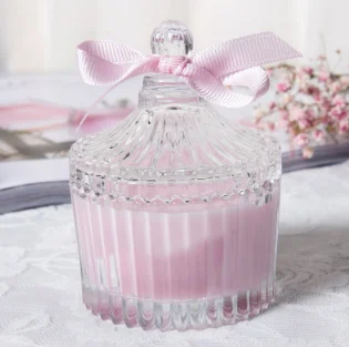 Haonai stripe candle glass jar glass candle holder