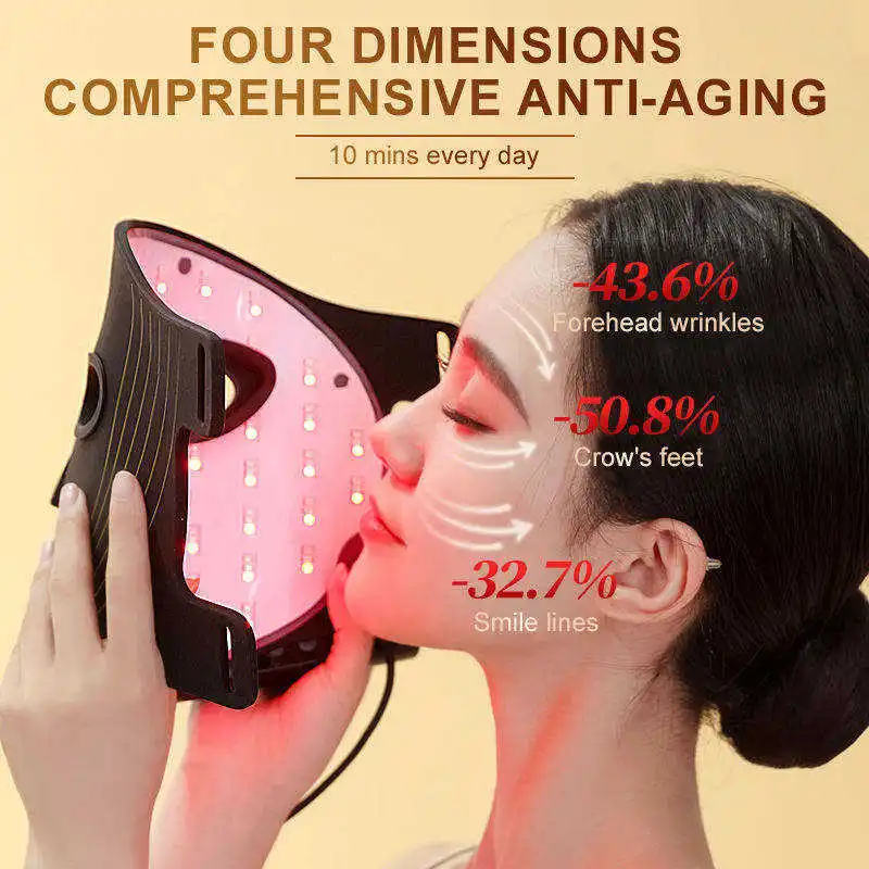Home Use Skin Analyzer Facial Machine Infrared Red Light Therapy Flexible Silicone Led Facial Face Masks For Acne Anti-Aging
