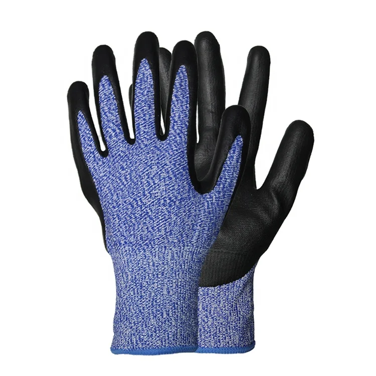 Anti Cut 13 Gauge Hppe Coated Foam Nitrile Working Gloves Safety Construction Anti-Cut Gloves
