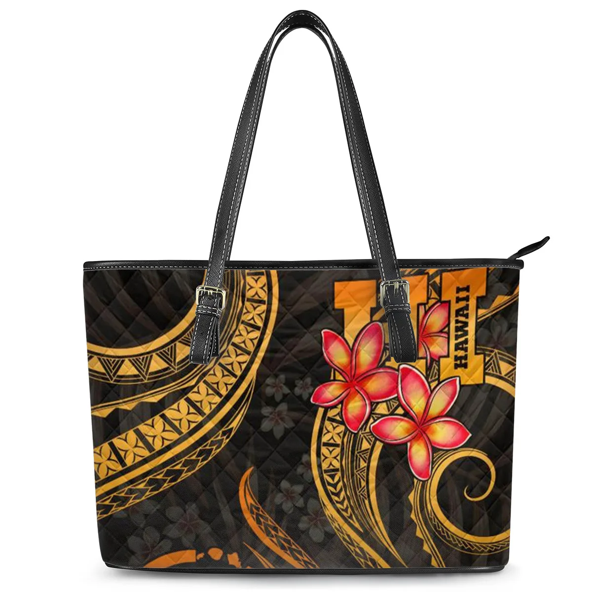 2022 Polynesian Tattoo fashion custom tote bags women handbags ladies large two compartment tote bag