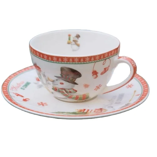 Christmas mag cup sets dinnerware dessert plate round food storage Christmas dolomite tableware