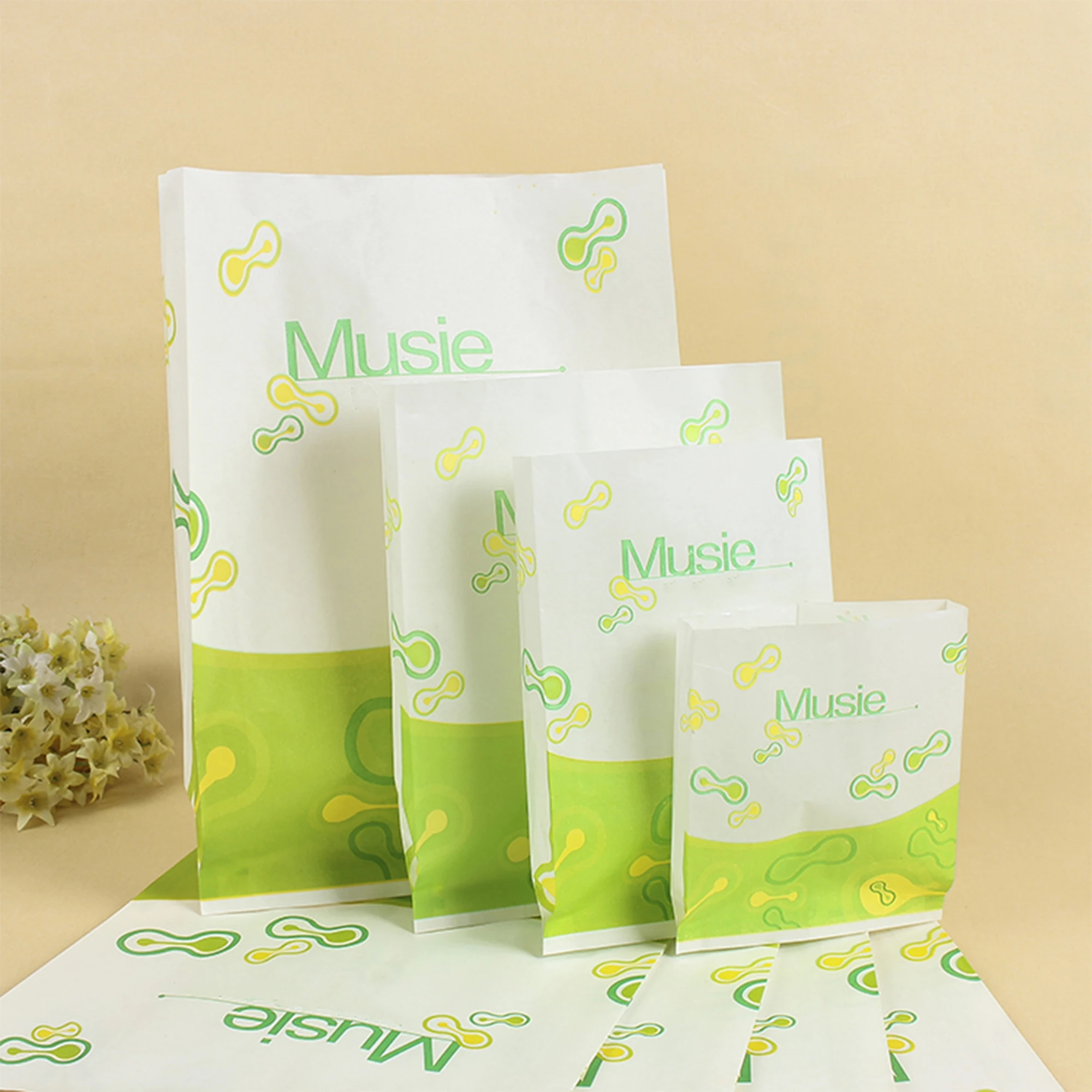 
custom design greaseproof sandwich paper bags food grade microwavable glassine paper bag with your logo 