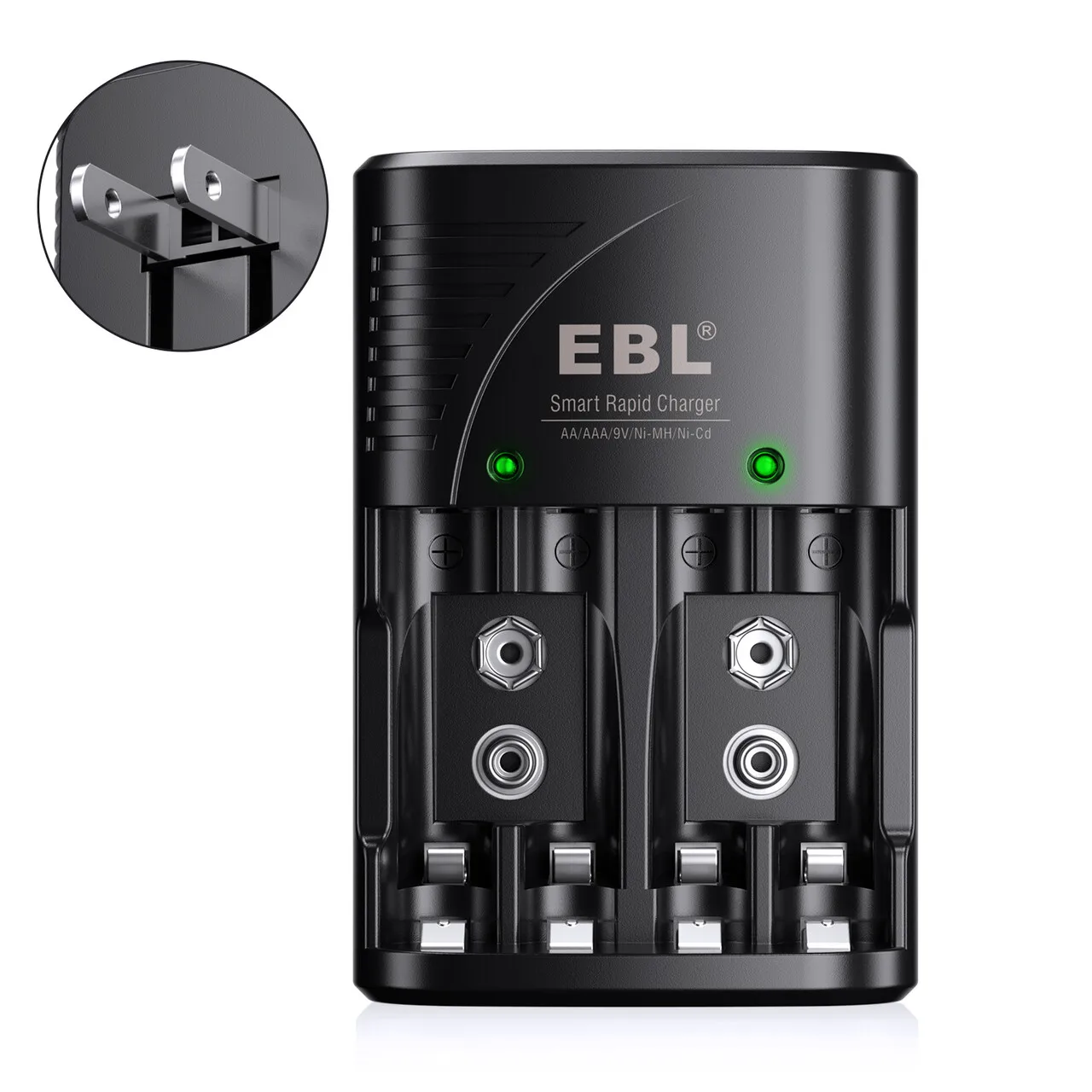  EBL Cheap High Quality Plug In Type Portable Fast Charger AA/AAA/9V Rechargeable