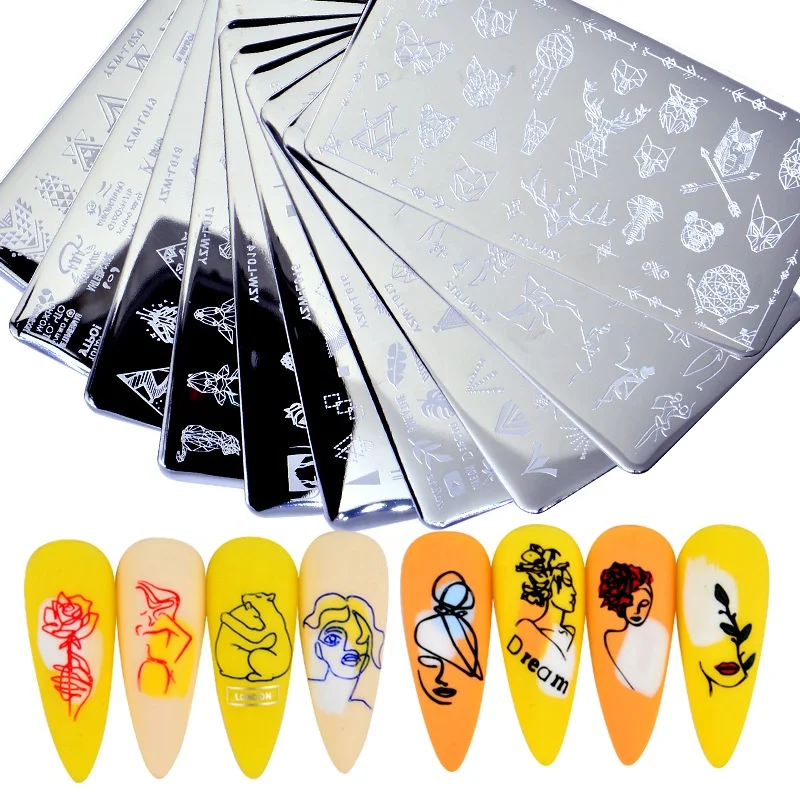 Abstract Faces Nail Art Stamp Plates Rectangle Stainless Steel Image Plate Nail Template Tools