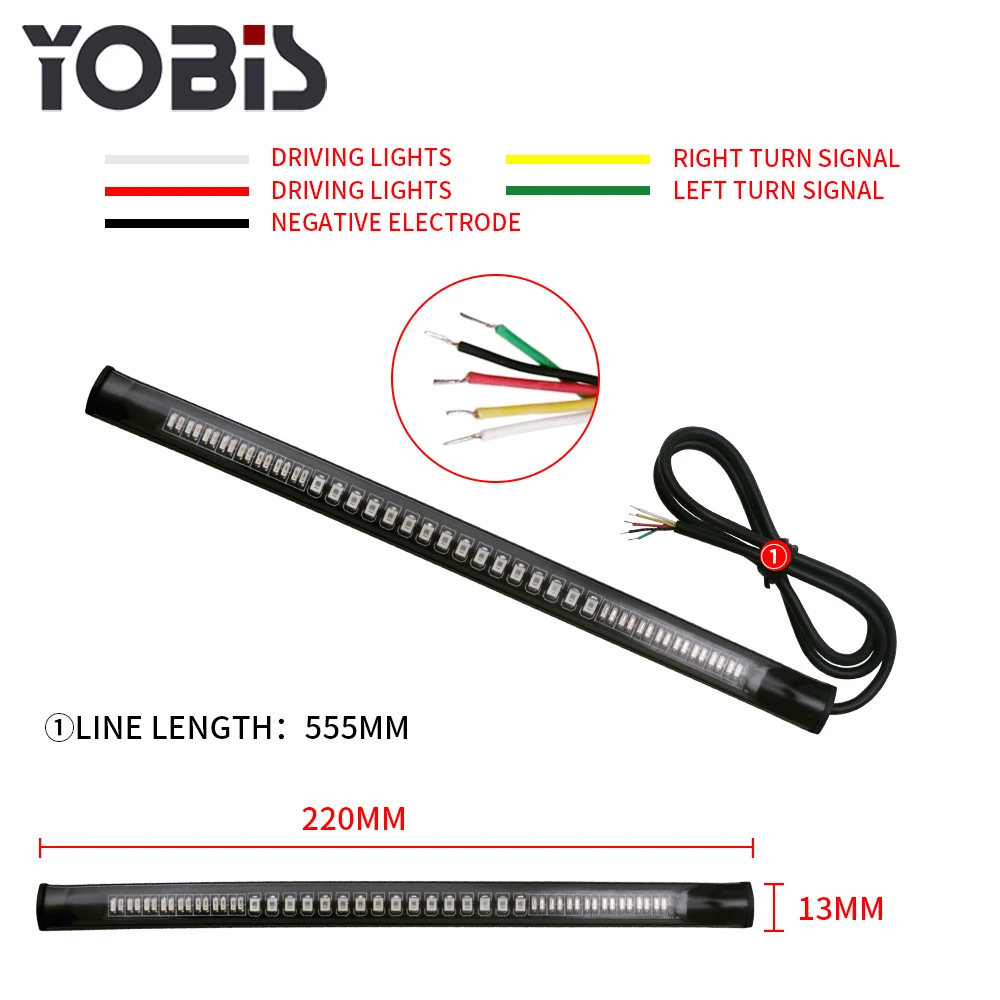  Светодиодная лента Yobis для стоп-сигнала поворота со встроенным 3528 SMD 48 задний фонарь мотоцикла 12