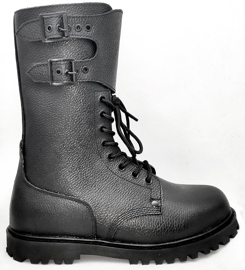 Mens Black Working Sport Solid Split Leather Tactical Combat Safety Boots