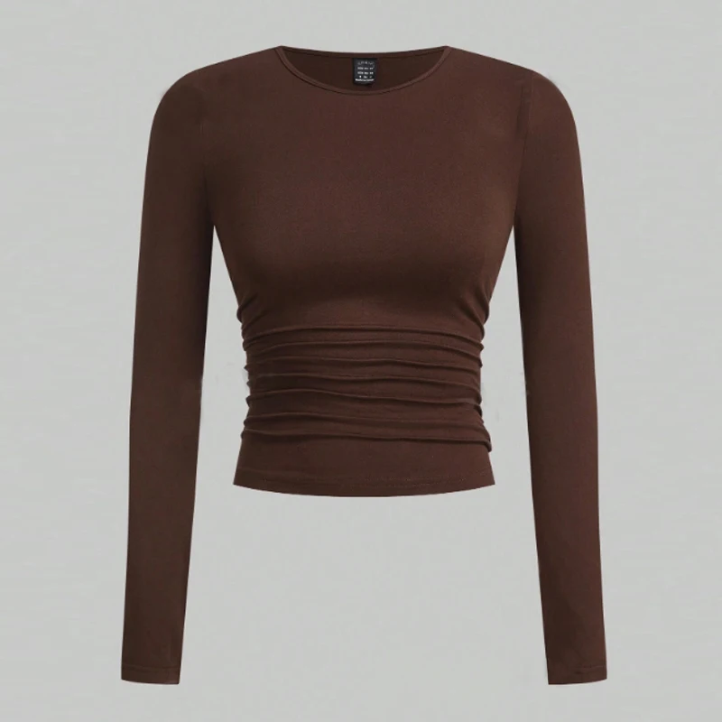 Wholesale Price Crop Top Casual Long Sleeve Women T Shirt Custom Your Brand Long Sleeve Crop Tops Shirts For Women