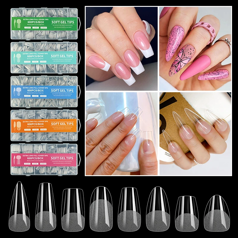 12 grid box of semi matte nail tips, scratch free and scratch free thin DIY nail art Press on nail