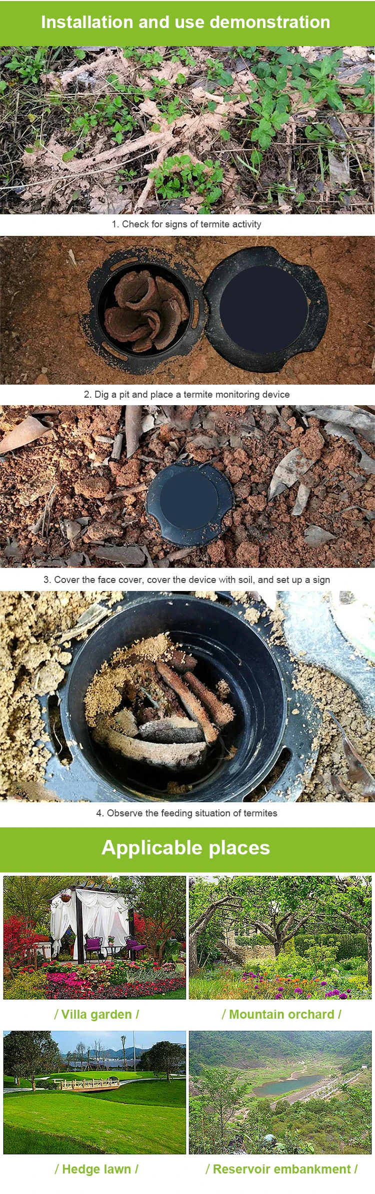 High quality fast shipping customized termite pest control products wood block box trap termite bait box station for outdoor