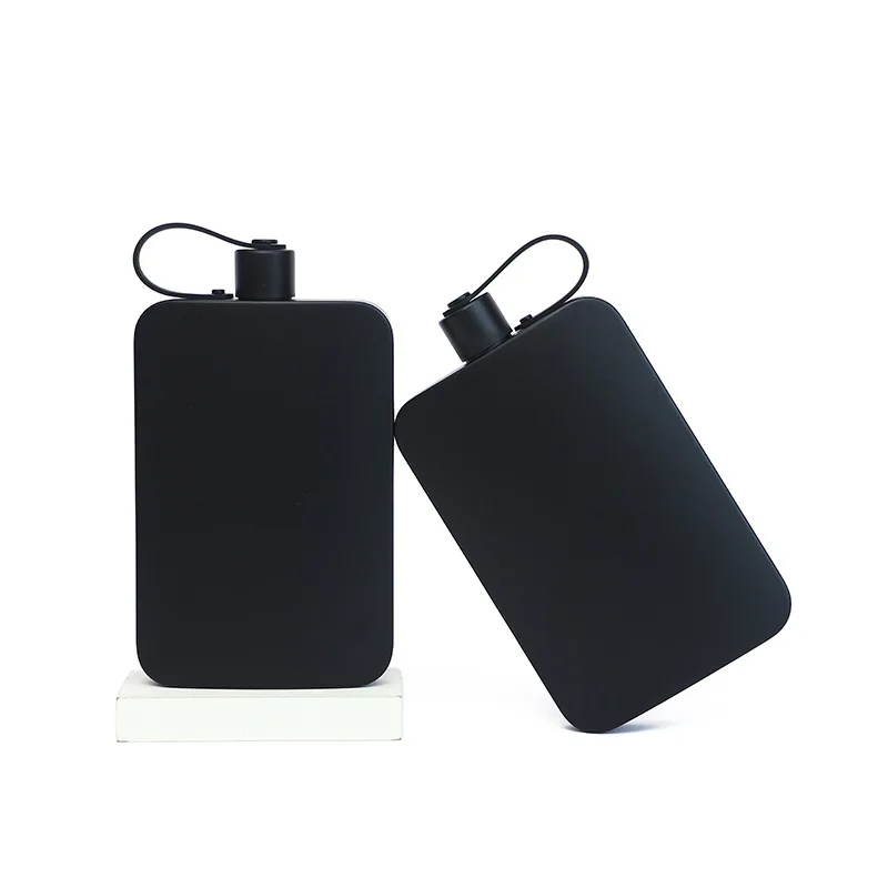 17oz stainless steel powder coated hip flask for whiskey square custom logo for wine water portable with lid water bottle
