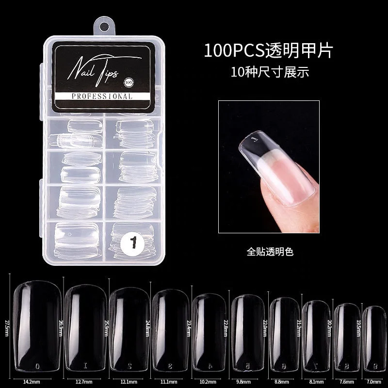 100Pcs / box Full Cover artificial fingernails Acrylic Press On Nails Ultra-thin False Coffin Nails Art Tips Manicure Tool