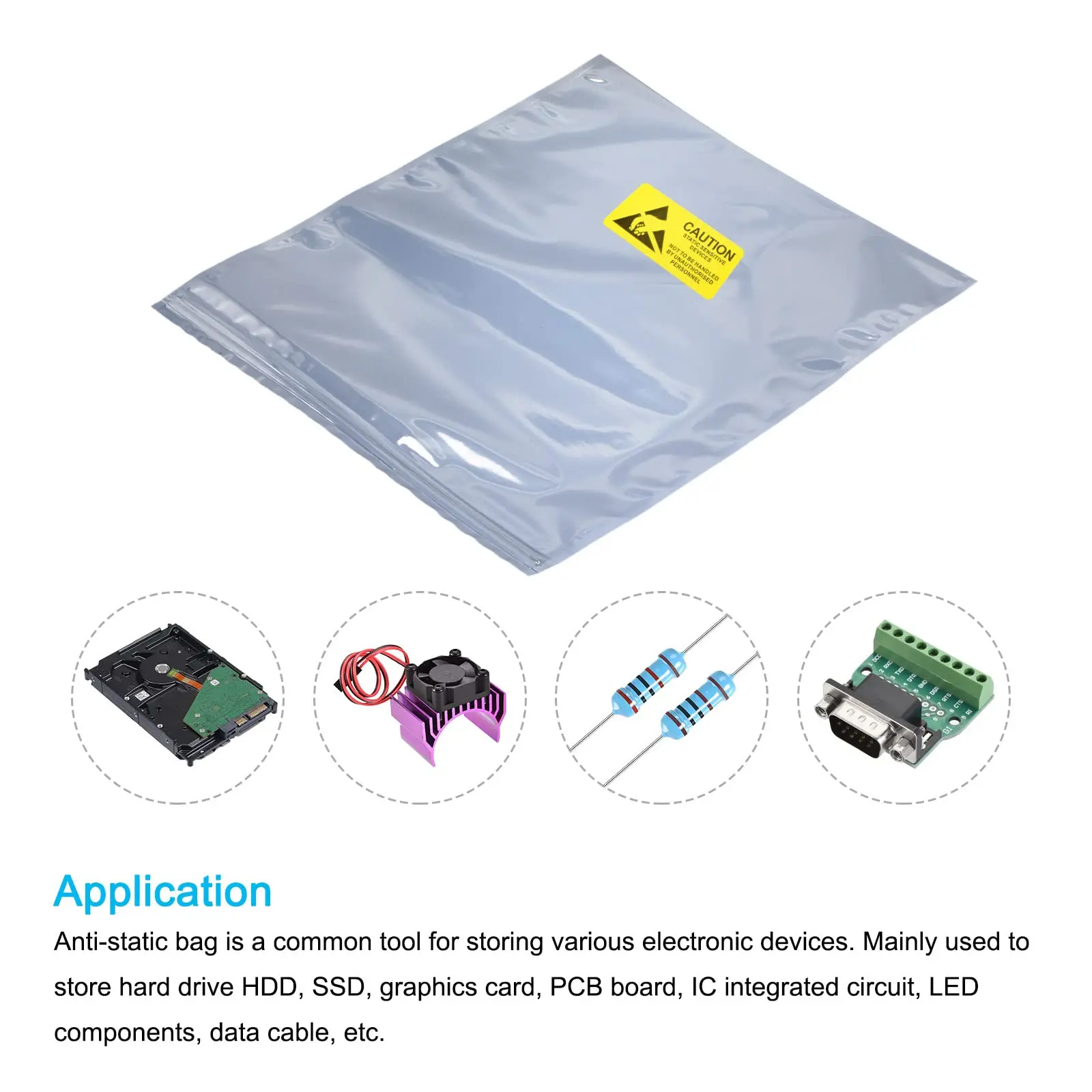 Large Size Anti Static Bags with Antistatic Stickers Premium Resealable ESD Antistatic Bag for Computer Electronic