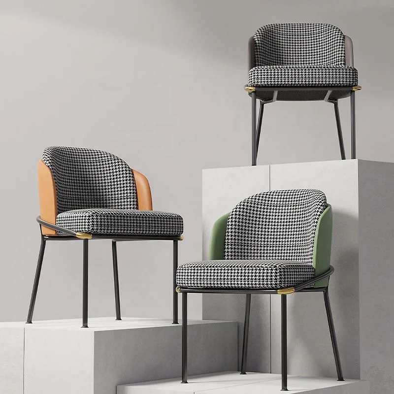 Molded leather upholstered Dining room Chair restaurant coffee shop dining chairs with metal legs