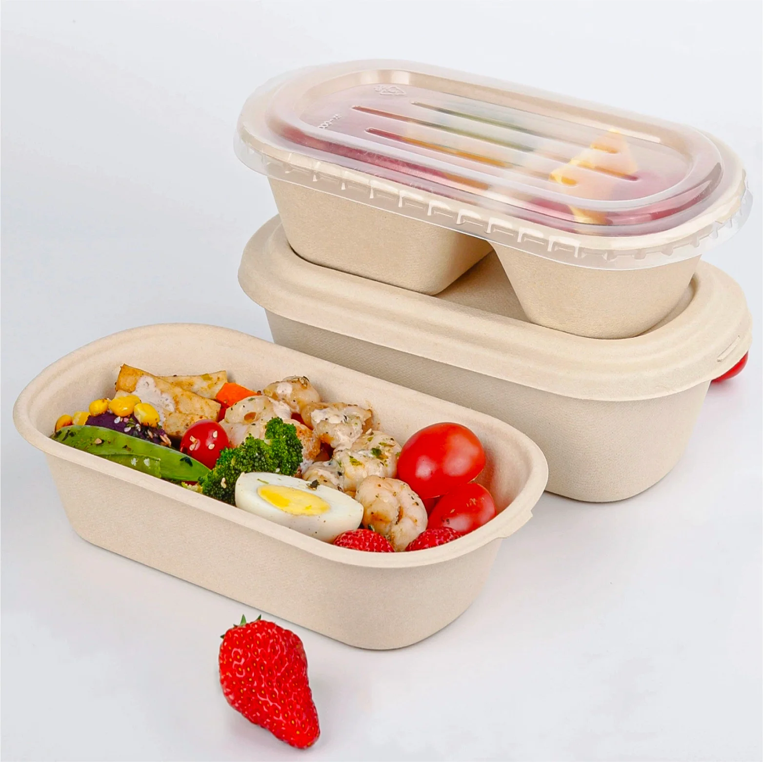 Disposable Compostable Tableware Biodegradable Dinnerware Rectangular Takeaway Sugarcane Container Bagasse Packaging
