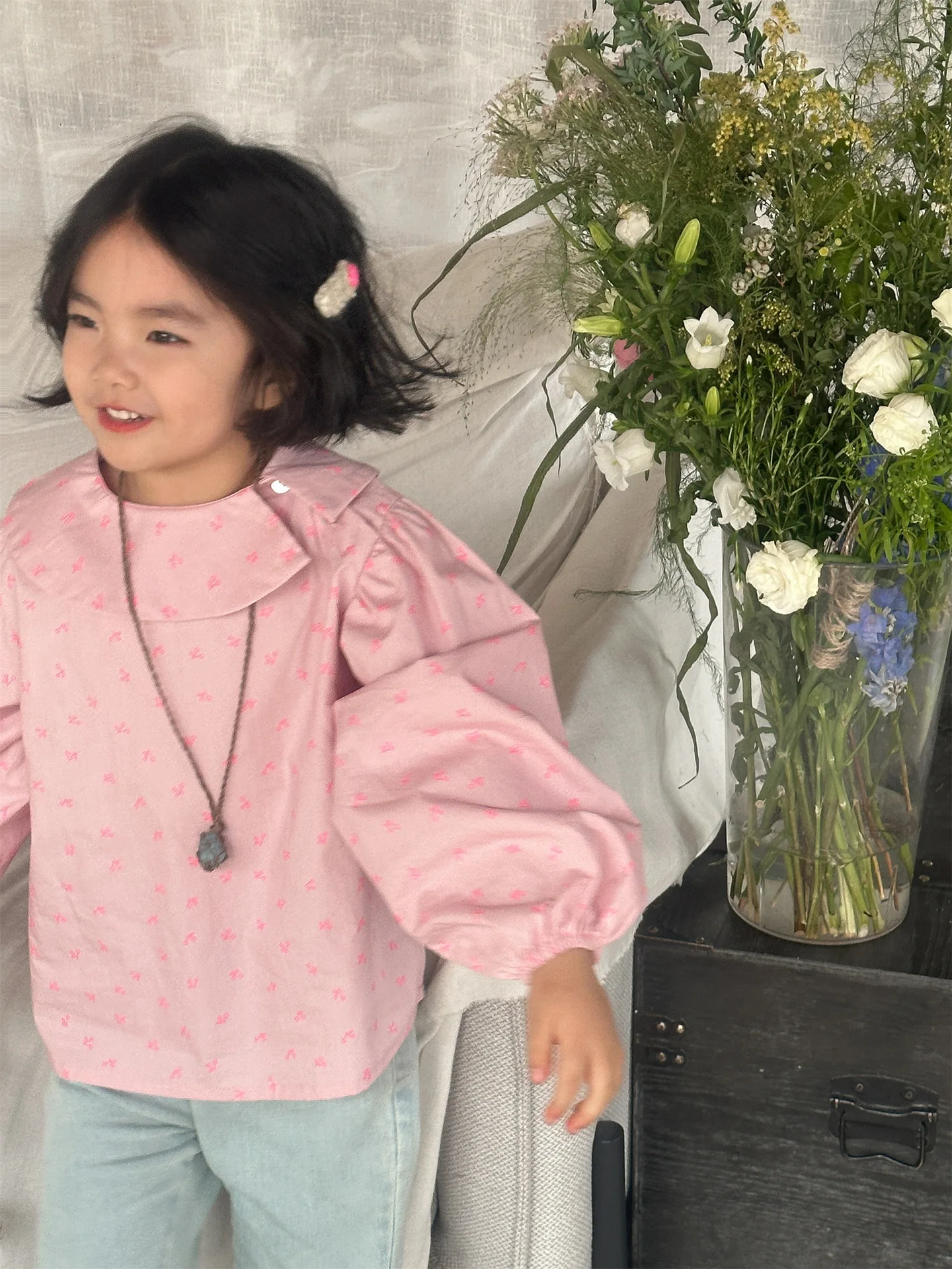 Wholesale 2024 spring kids girls pink blouse top