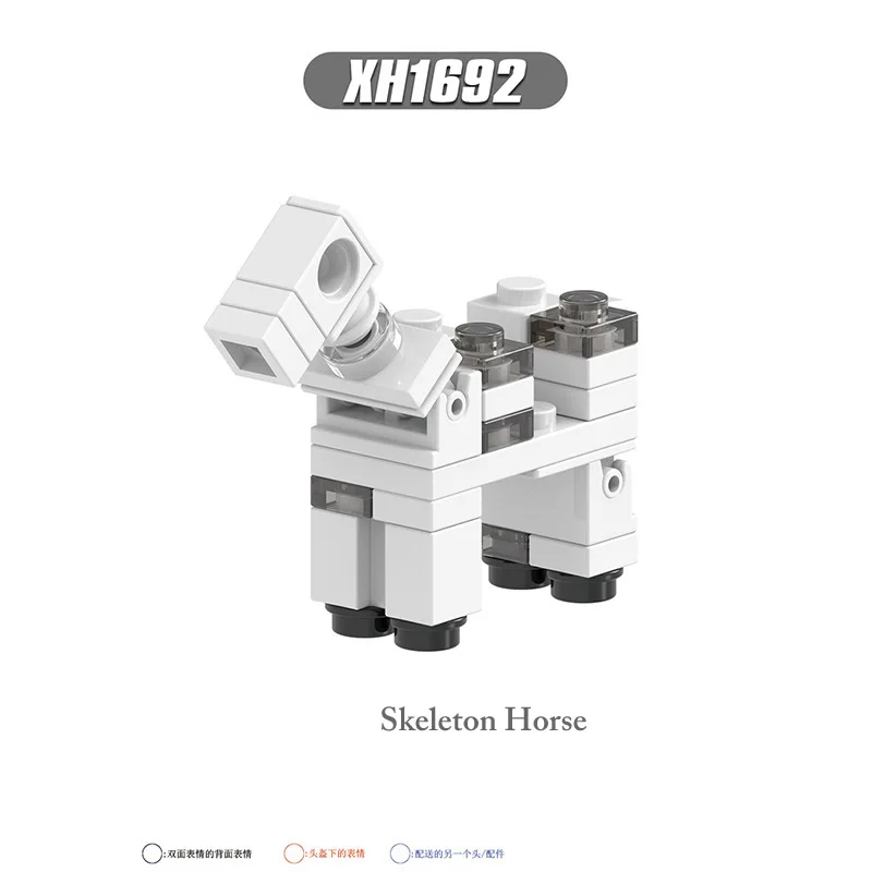 Hot Sales 8Pcs Set X0311 My World Hoglin Pufferfish Moobloom Skeleton Horse DIY Building Blocks Mini Figures Kids Block Toys