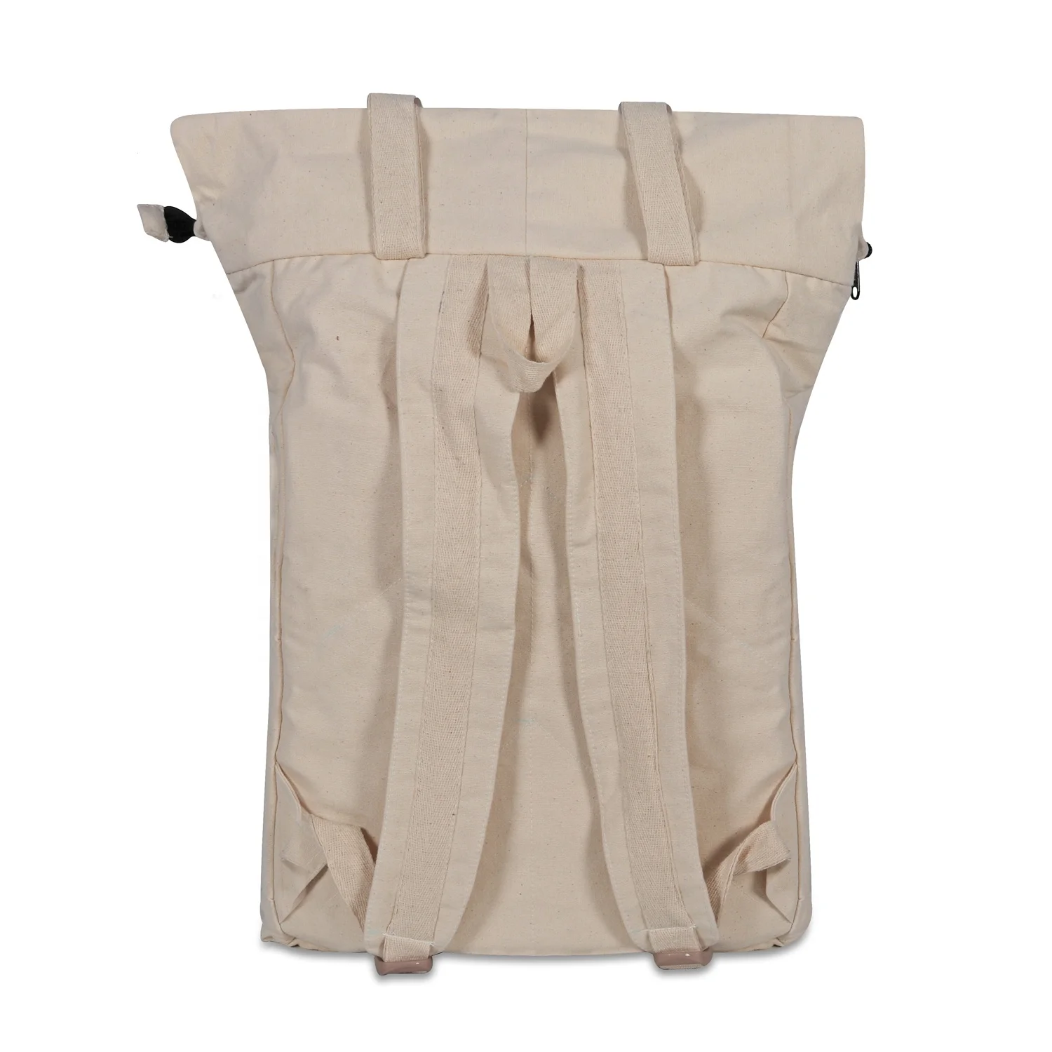 Large Canvas Cotton Bag Eco-Friendly Travel Backpack for School Camping Hiking with Zip Closure Handmade Rucksack