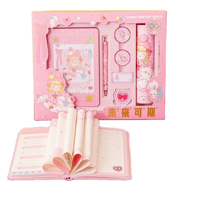 Wholesale Creative Kawaii Notebook Set for Kids Cute Student Supplies Gift Box Paper School Activity Gift for Girls In Stock