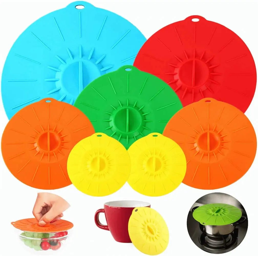 Bpa free food grade Silicone Lids Reusable Heat Resistant Food Suction Lids Microwave Splatter Cover