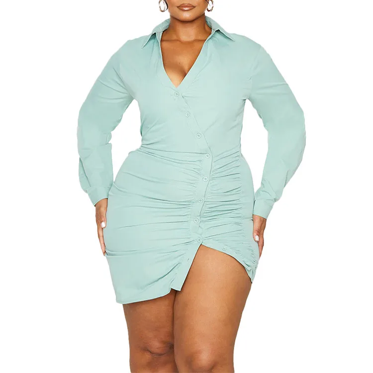 Ruched Button Front Casual Dress For Women Plus Size  Supplier