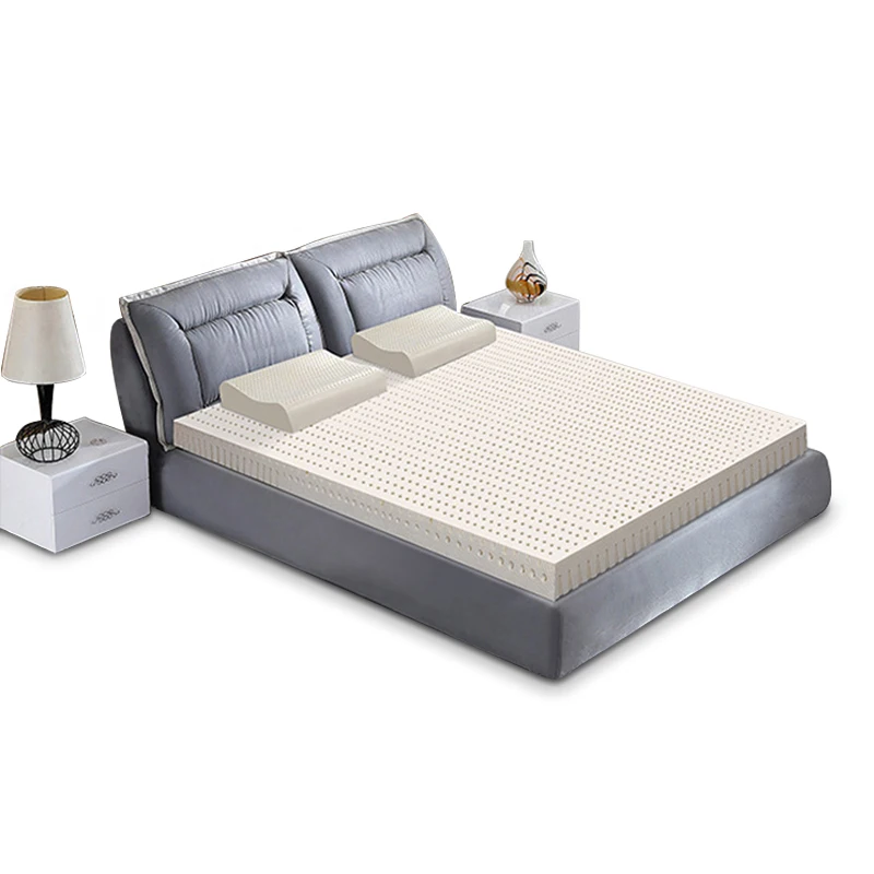 King Queen Size Hotel White Fabric Cover Natural Latex Roll Up In A Box Mattress Topper