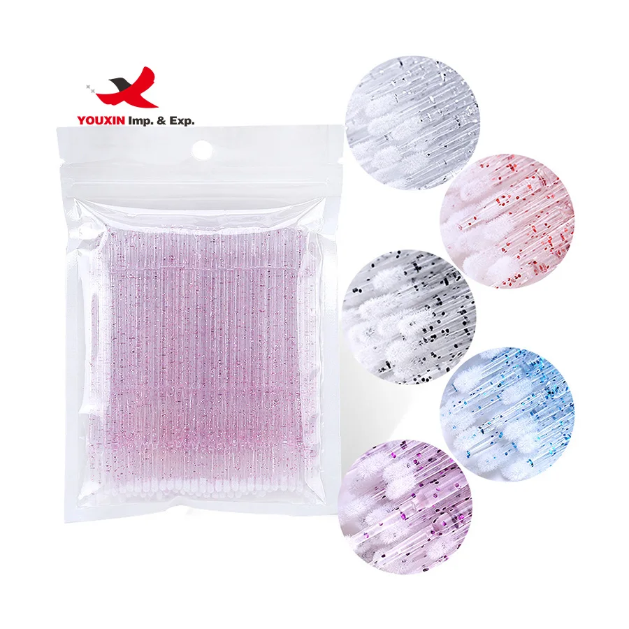 FENGFLY Micro Swab Applicator 100 Pcs/bag Makeup Lip Brush Crystal Extension Spoolie Cleaning Crystal Eyelash Micro Brush