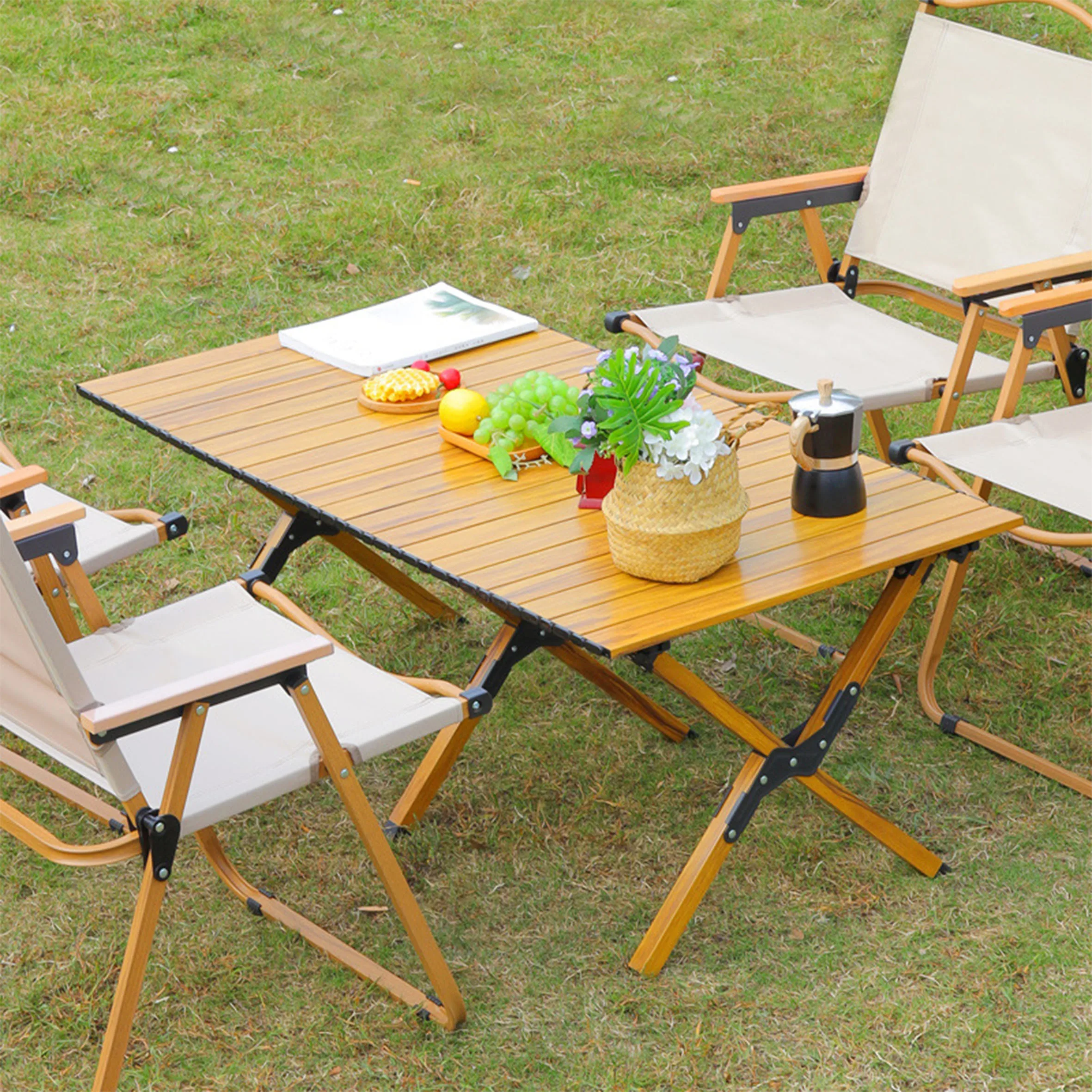 Multifunctional Outdoor,Foldable Aluminum Camping Splice Table With Side Hanging Hole Design/