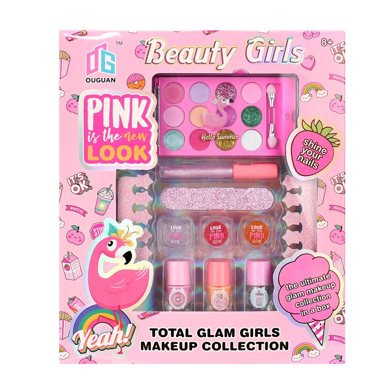 Shantou Suppliers Children Pretend Play Cosmetics Makeup Toys and Nail Polish Kit,Kids Makeup Set for Girls Toys