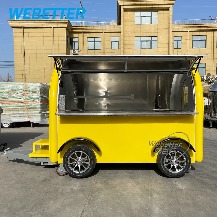 Street Small Mobile Kitchen Fast Food Trailer Pizza Burger Food Truck Fiberglass Mini Food Cart With Wheels For Restaurant