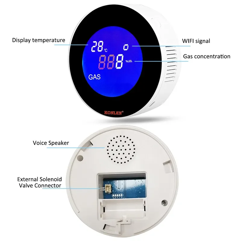 Tuay Smart WIFI Natural Gas AlarmLPG Gas Leak Detector Propane Detector  Natural Gas Detector Monitor Sensor Alarm Sensor