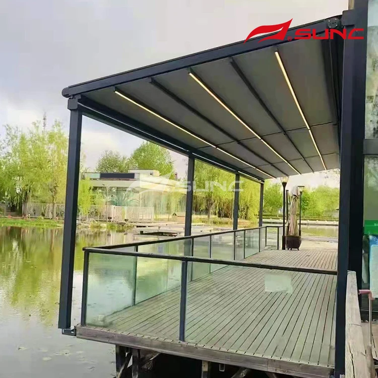 Motorized Waterproof Garage Awning Cost PVC Retractable Pergola